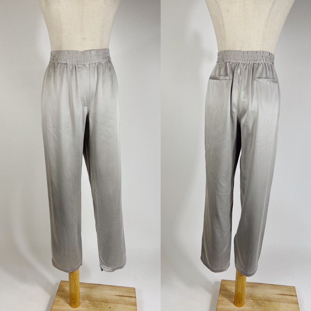 Club Monaco Collection Gray 100% Silk Pull On Ankle Pant Size Womens 4